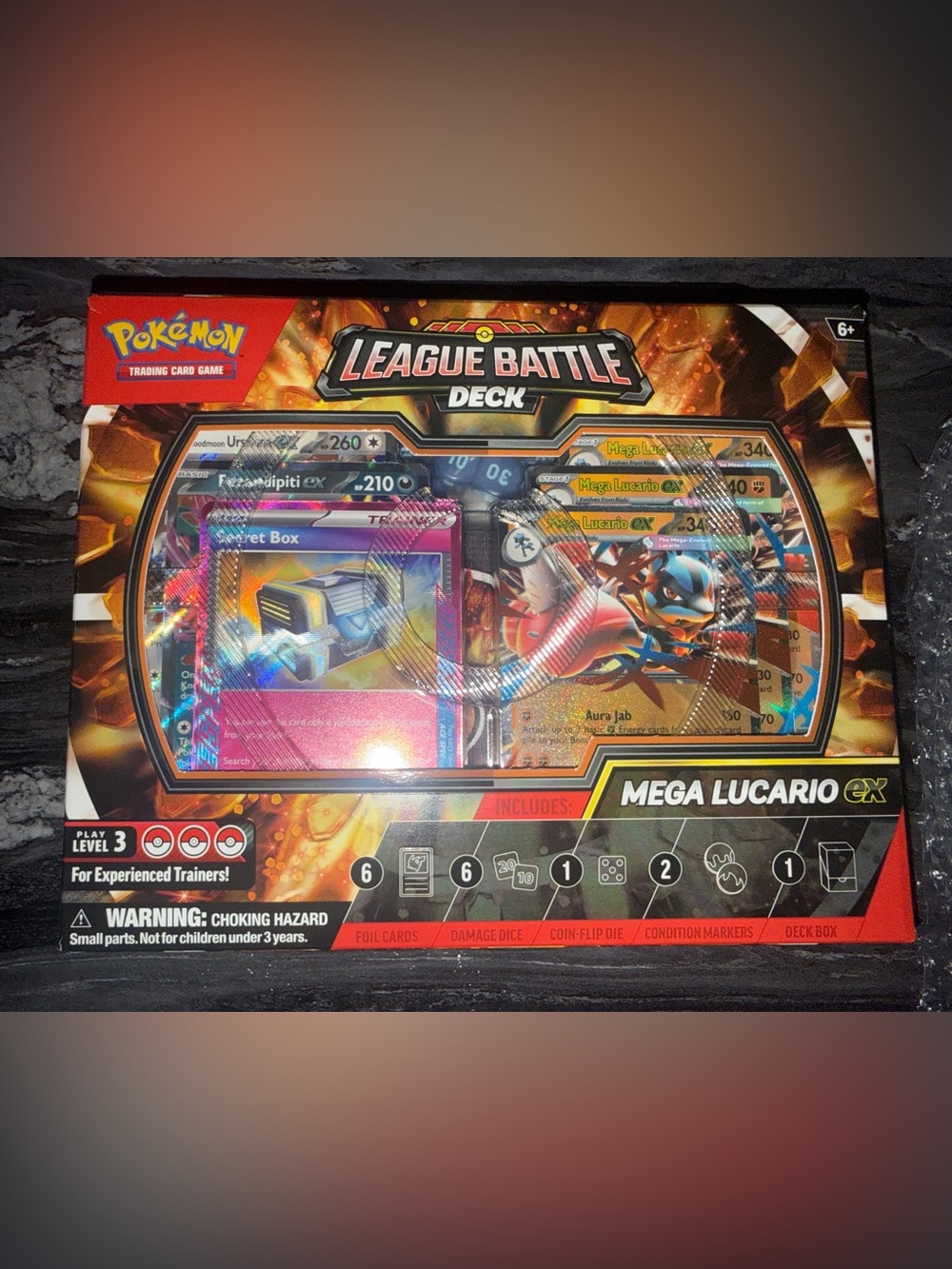 Pokémon Mega Lucario EX Deck with Gold and Red Box Artwork